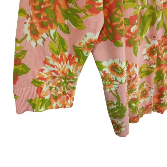 Isaac Mizrahi Live Floral Cardigan Sweater Button Sz 1X 100% Cotton Lightweight - Picture 3 of 10